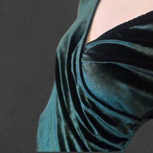 Emerald Green Length Bodycon Velvet Feel Dress sz L